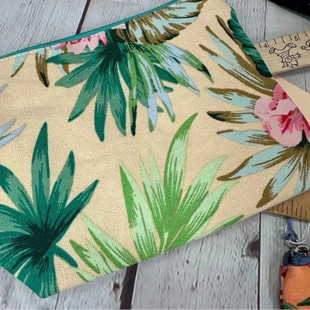L.I.B new york Boutique NWT makeup pouch travel bag tropical floral tassel